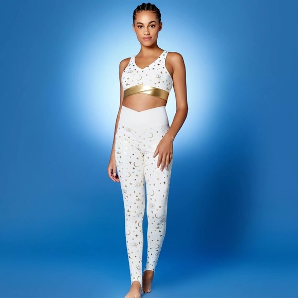 Disney Pants - DISNEY Aladdin Jasmine Stirrup Leggings Cream and Gold Size Extra Large